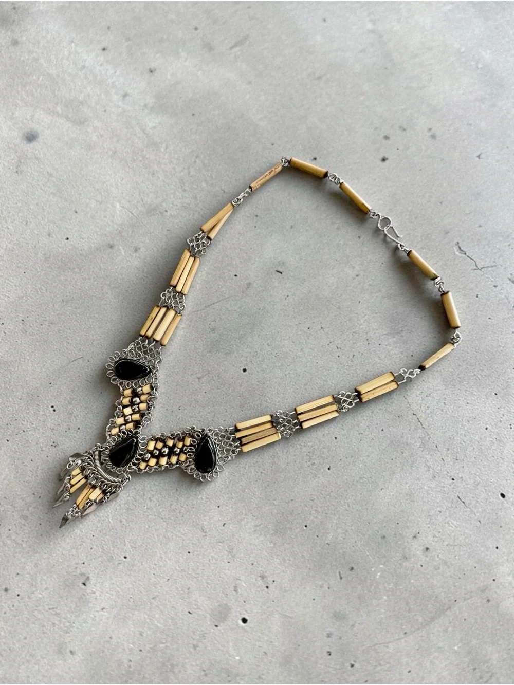 Handcrafted Tribal Statement Necklace 16”